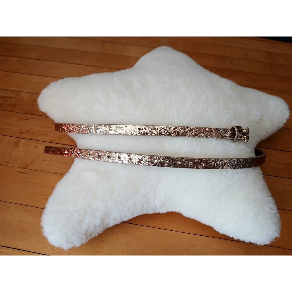 Glittery Gold Leather Belt with Buckle, Sz L